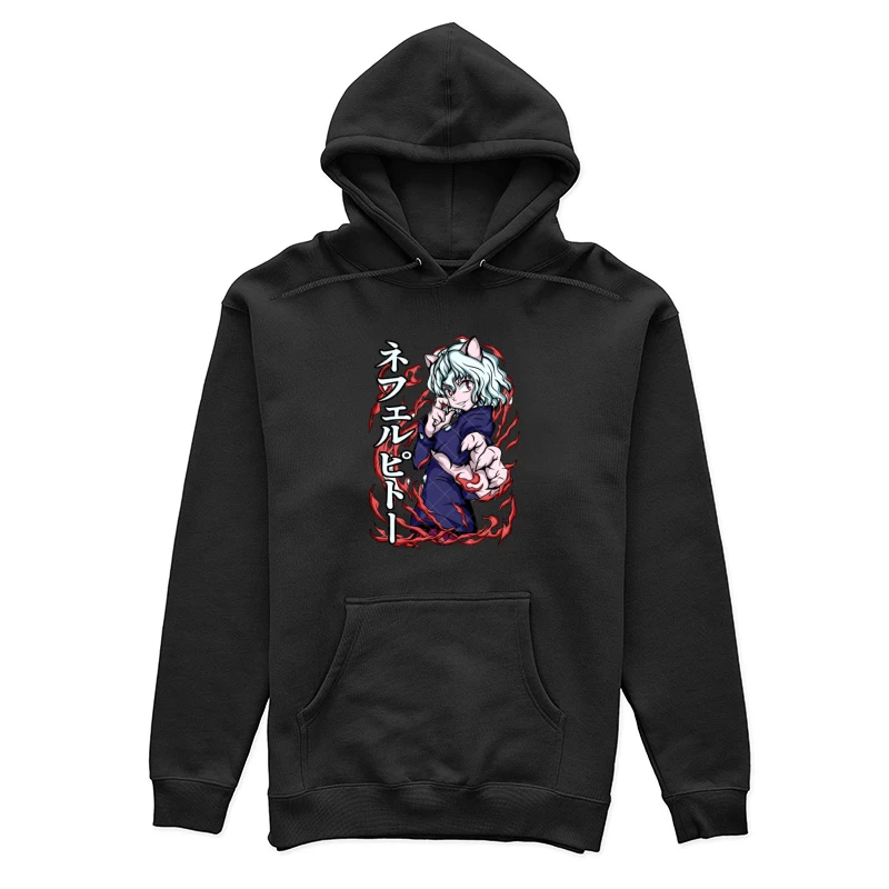 Anime-Charakter mit roten Flammen Damen Pullover Hoodie