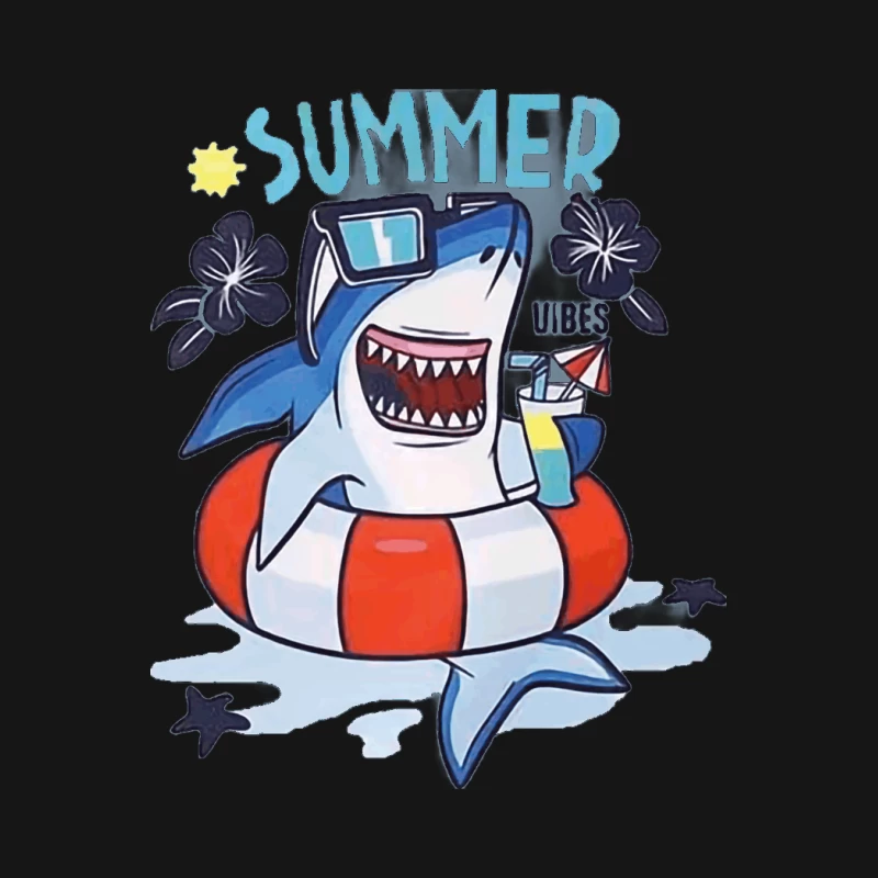 Sommerhai mit Sonnenbrille und Getränk Herren T-Shirt