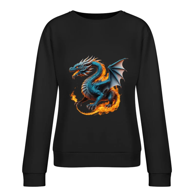 Mythical Fire-Breathing Dragon Female Pullover Sweatshirt