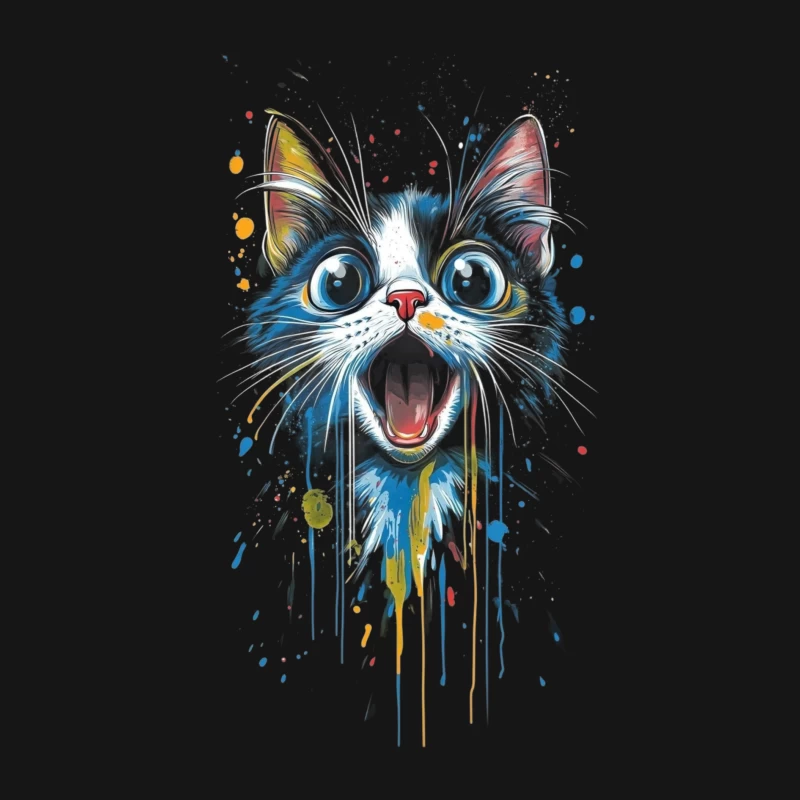 Colorful Cat Artwork Male Long Sleeve T-Shirt