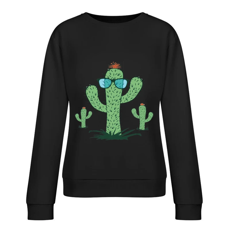 Stylische Kaktusse mit Sonnenbrille Damen Pullover Sweatshirt