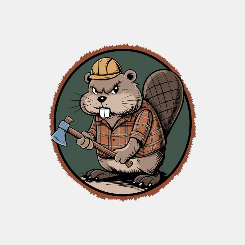 Cartoon Lumberjack Beaver with Axe and Hard Hat Male Tank Top