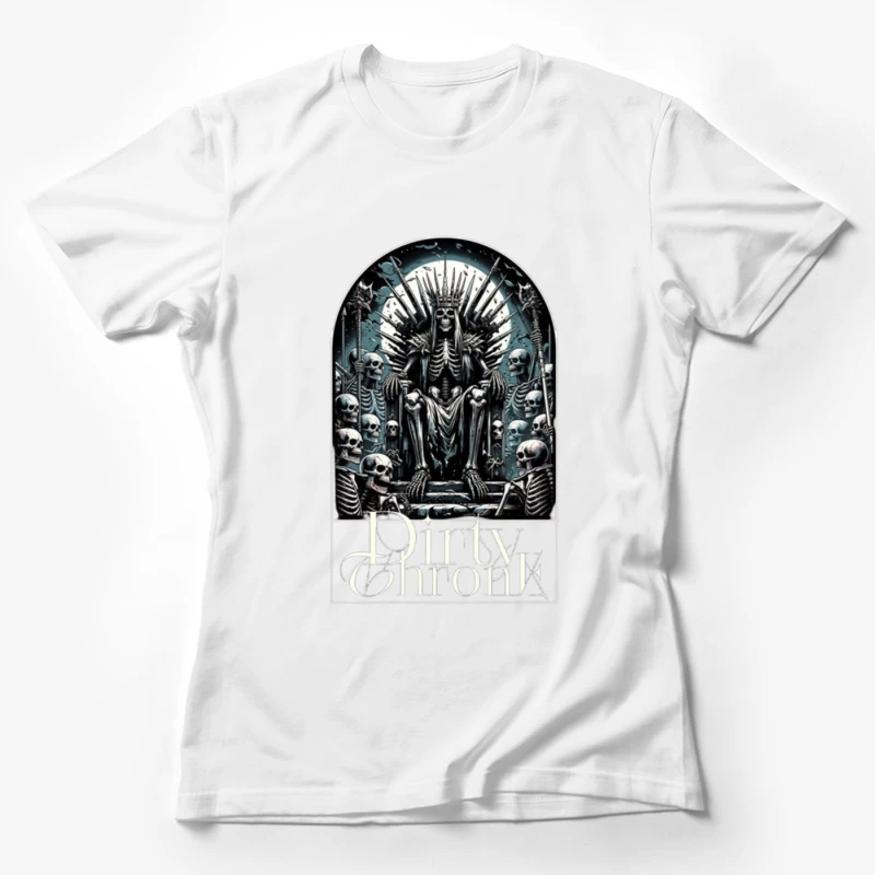 Gothic Skeleton King on Skull Throne Female T-Shirt