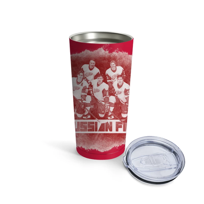 The Legendary Russian Five of Detroit Red Wings Hockey Team - Vintage Art Travel Mug