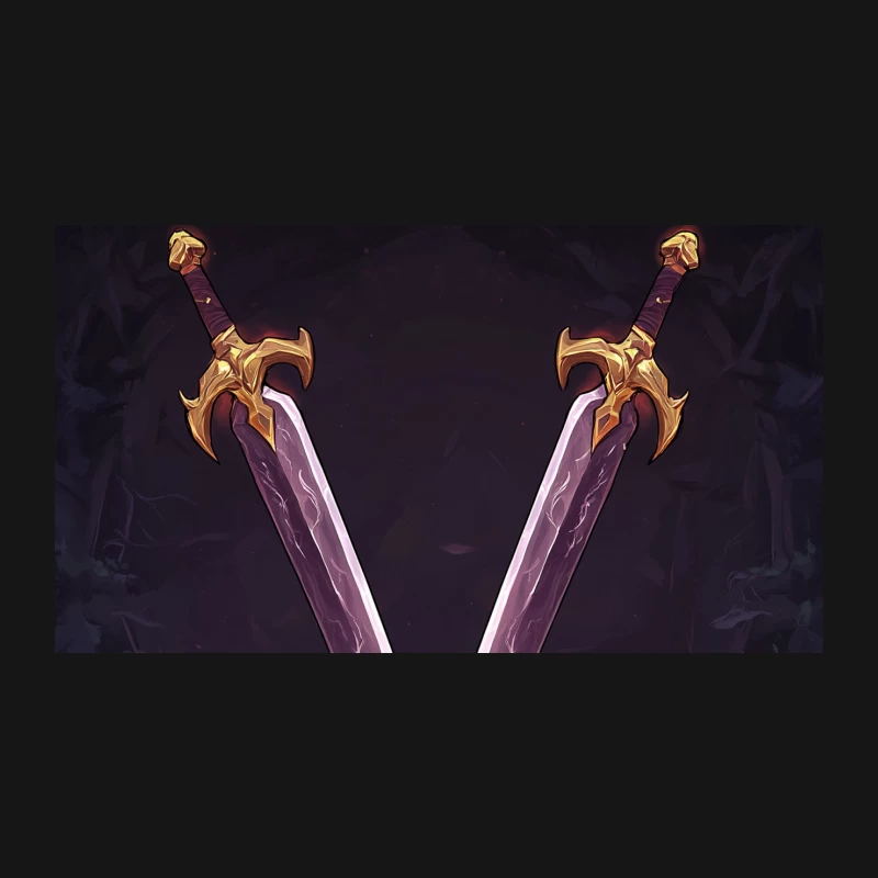 Mystical Dual Swords with Ornate Golden Hilts Desk Mat