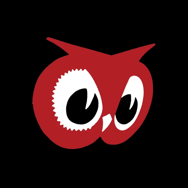 Red Owl Minimalist Logo Design Tapestry