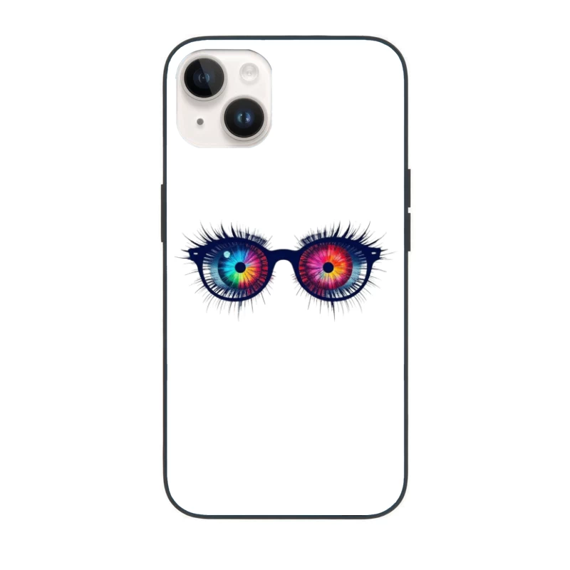 Psychedelic Rainbow Eyes Behind Glasses iPhone Case