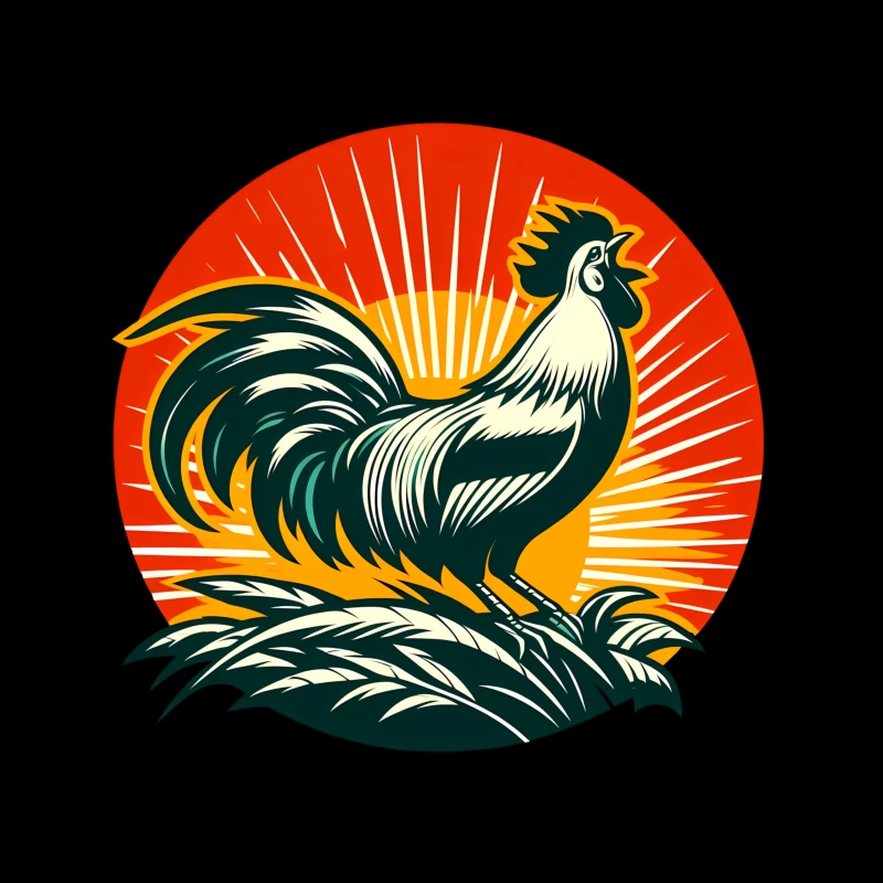 Buy Rooster Sunrise Vintage Throw Pillow