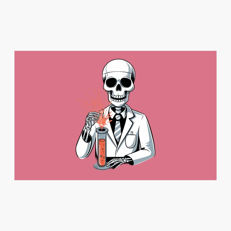 Skeletal Scientist Conducting Chemical Experiment Travel Mug