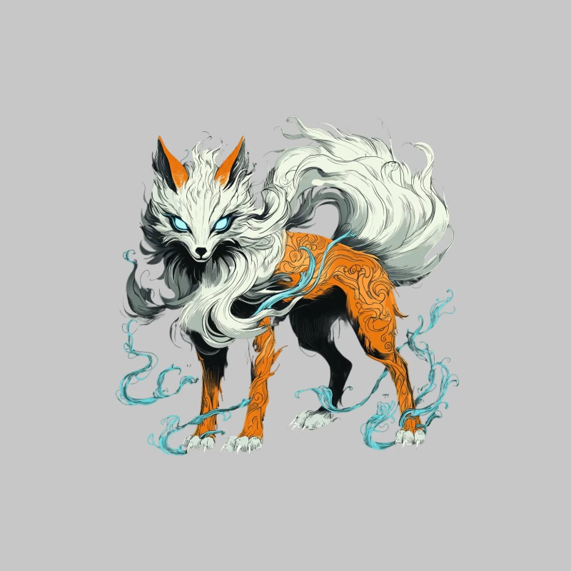 Mystical Fox with Flowing Fur and Ornate Design Female Long Sleeve T-Shirt