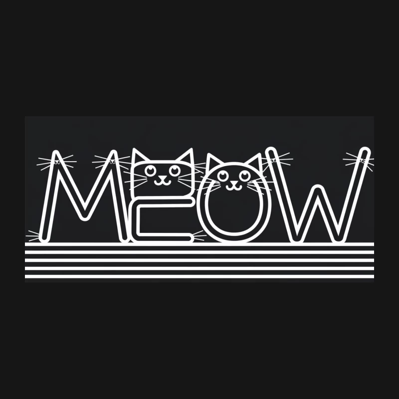 Neon Meow: Feline Typography in Black and White Mouse Pad