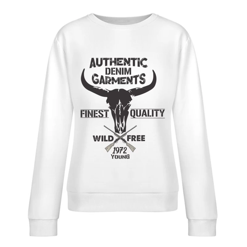 Tête de taureau et fusils croisés, vêtements sauvages Femme Sweat-shirt à enfiler