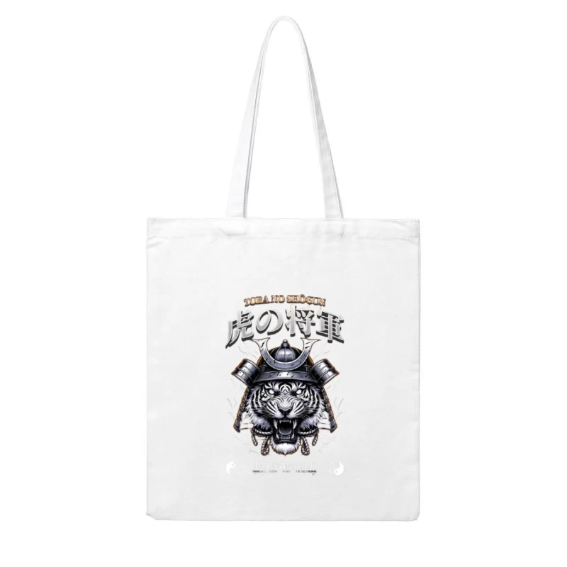 Japanese Samurai Tiger with Traditional Helmet Art Cotton Tote Bag