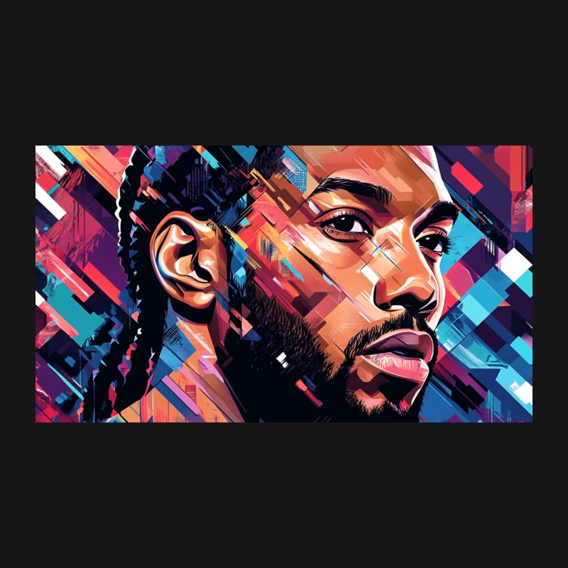 Vibrant Geometric Portrait in Modern Urban Style Desk Mat
