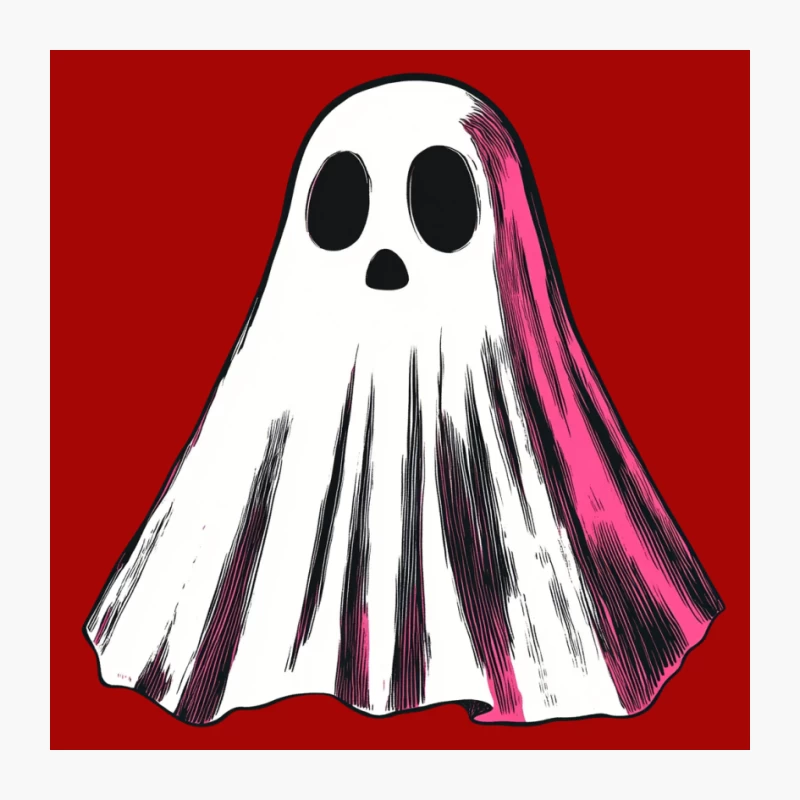 Spooky Cartoon Ghost with Pink Accent for Halloween Pin
