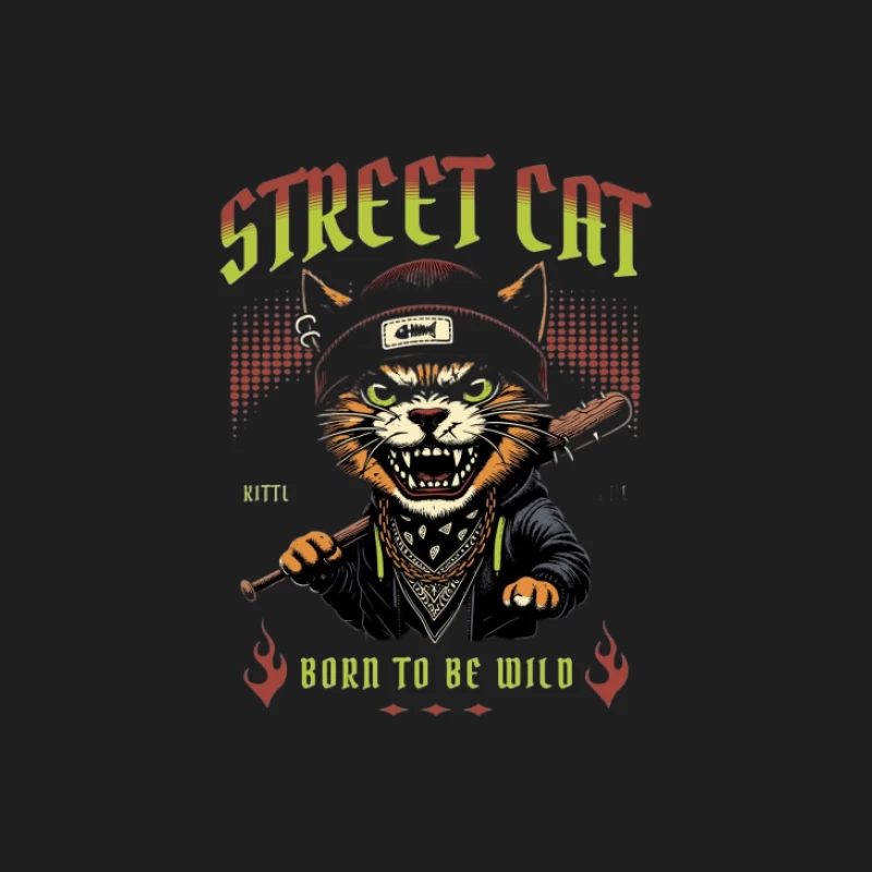 Chat des Rues Sauvage avec Batte Homme Débardeur