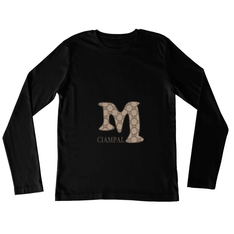 Design mit Muster und Buchstabe M Damen Langarm T-Shirt
