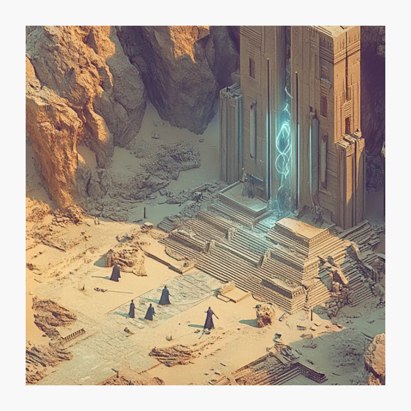 Mystical Portal Amidst Ancient Desert Ruins Pin
