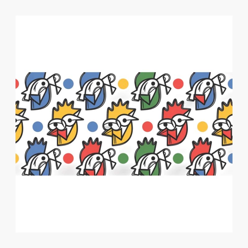 Colorful Geometric Rooster Pattern Pin