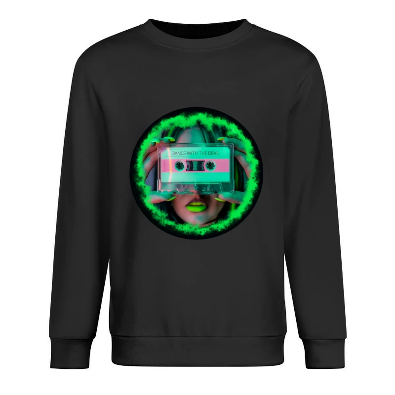 Neon Retro Cassette: Dance with the Devil Male Pullover Sweatshirt