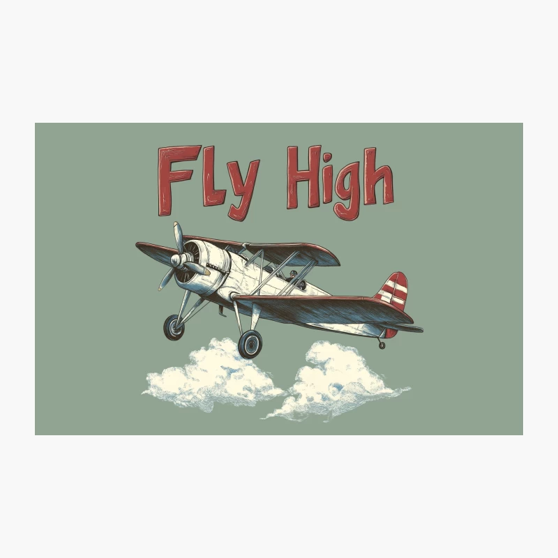 Vintage Biplane Soars High: Retro Aviation Illustration Travel Mug