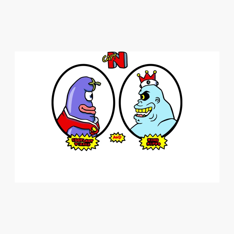 Retro Gaming Cartoon Characters: Eggplant Man Meets King Hippo Travel Mug