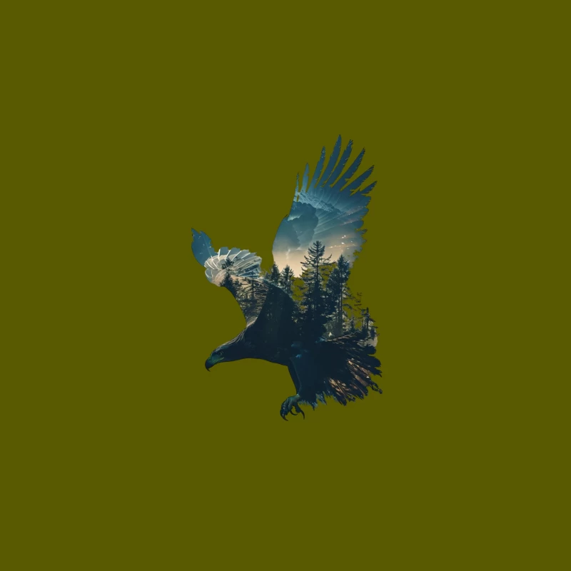 Majestic Eagle with Forest Silhouette Travel Mug