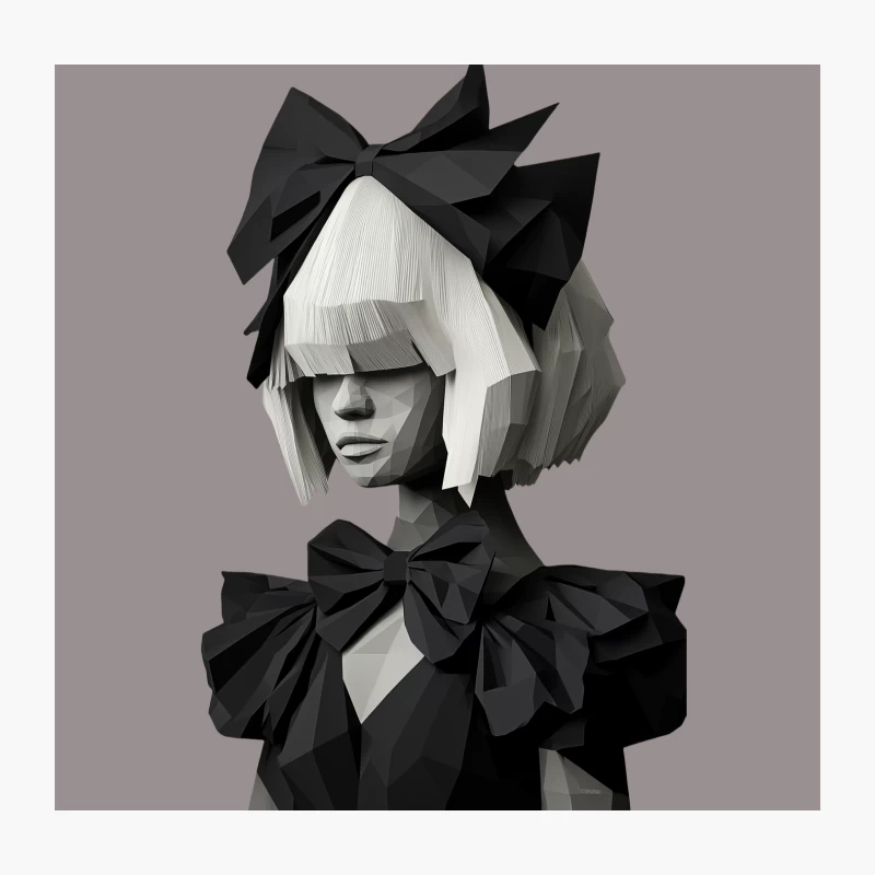 Geometric Paper Portrait: Modern Origami Fashion Art Throw Pillow