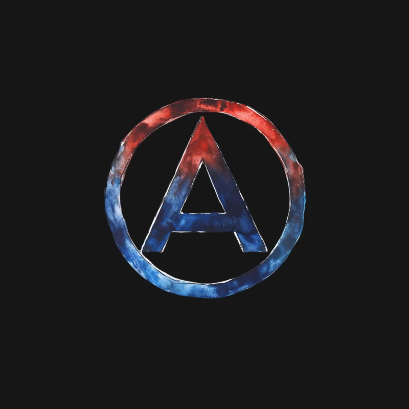 Watercolor Anarchy Symbol: Red and Blue Circular Logo with Letter A Female Long Sleeve T-Shirt