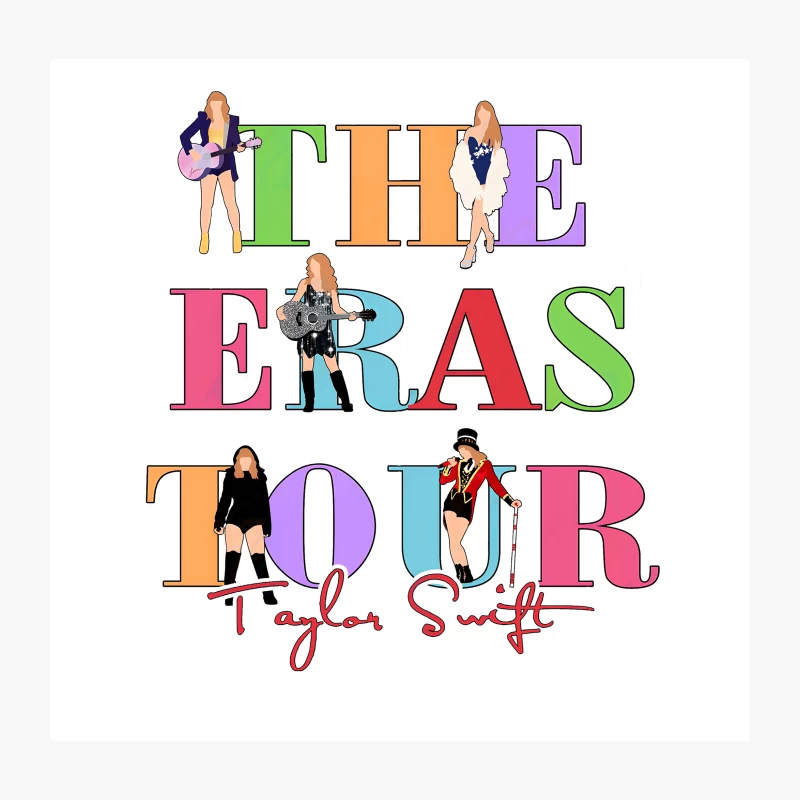 Taylor Swift's The Eras Tour Illustrated Logo Design Throw Pillow