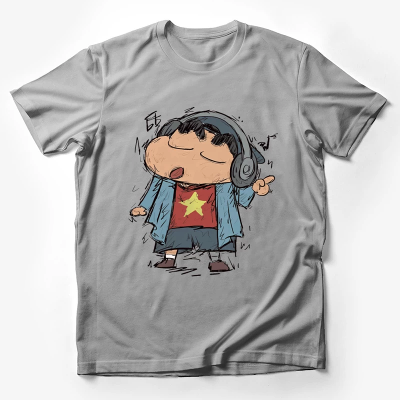Kind hört Musik mit Kopfhörern Herren T-Shirt