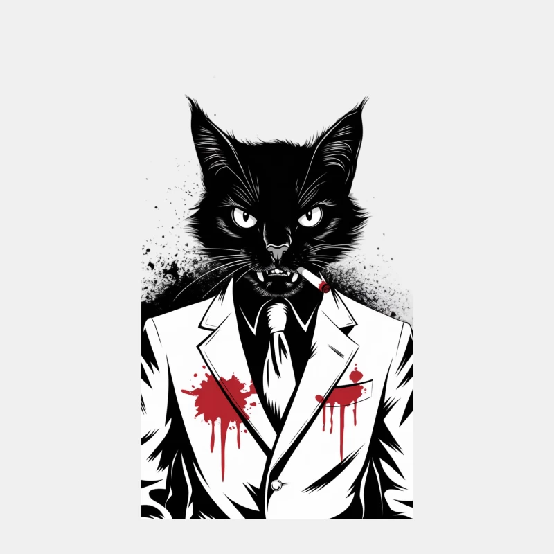 Menacing Anthropomorphic Cat in Bloodstained Suit Male Tank Top