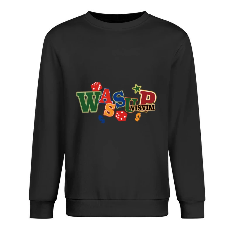 Buntes WASUP-Design mit Würfeln Herren Pullover Sweatshirt