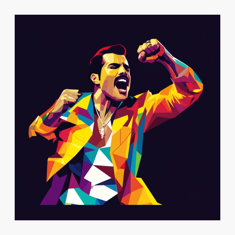 Vibrant Pop Art Portrait of Energetic 70s Singer Pin