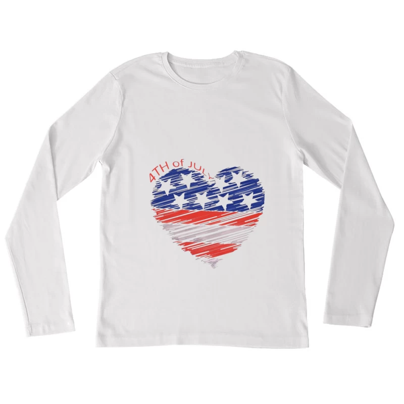 Design en forme de cœur pour le 4 juillet Femme Manches Longues T-Shirt
