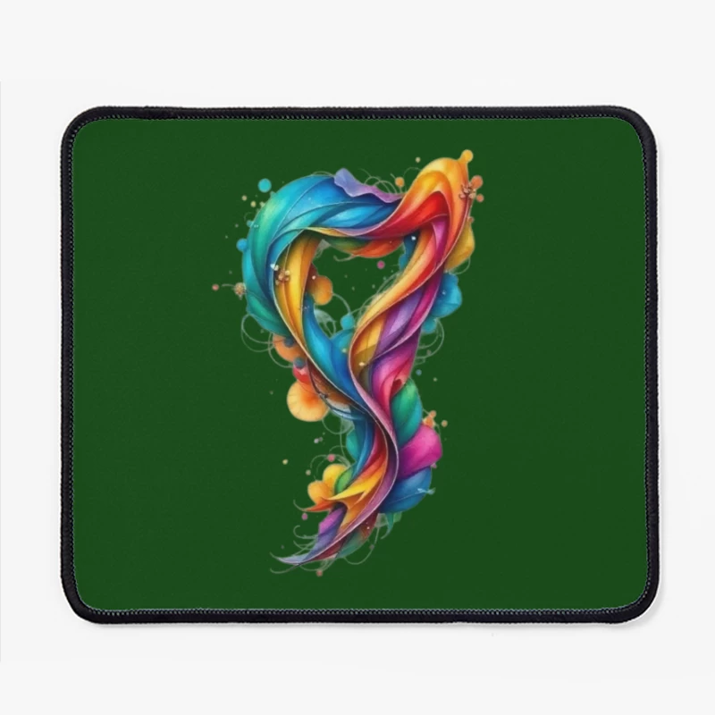 Vibrant Rainbow Swirl Abstract Digital Art Mouse Pad