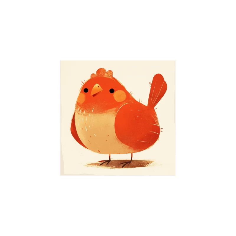 Cute Red Robin Bird Illustration Desk Mat