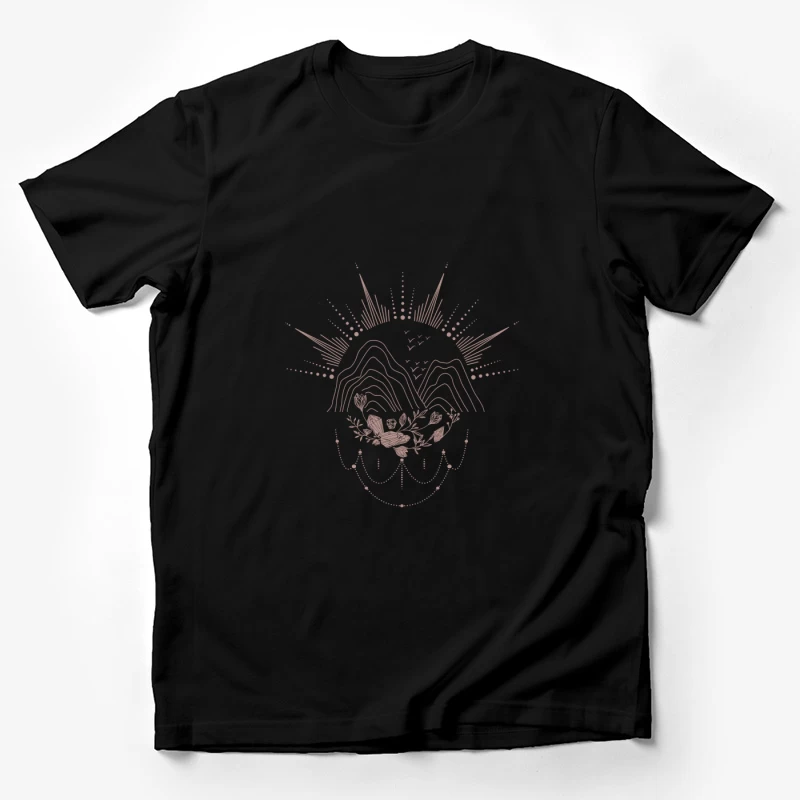 Mandaladesign mit Bergen und Blumen Herren T-Shirt
