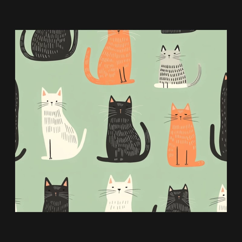 Colorful Minimalist Cat Pattern Illustration Mouse Pad