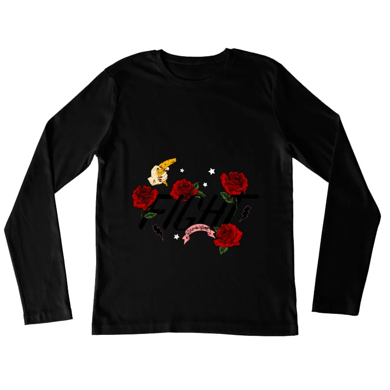Art Vintage avec Roses et Main Femme Manches Longues T-Shirt