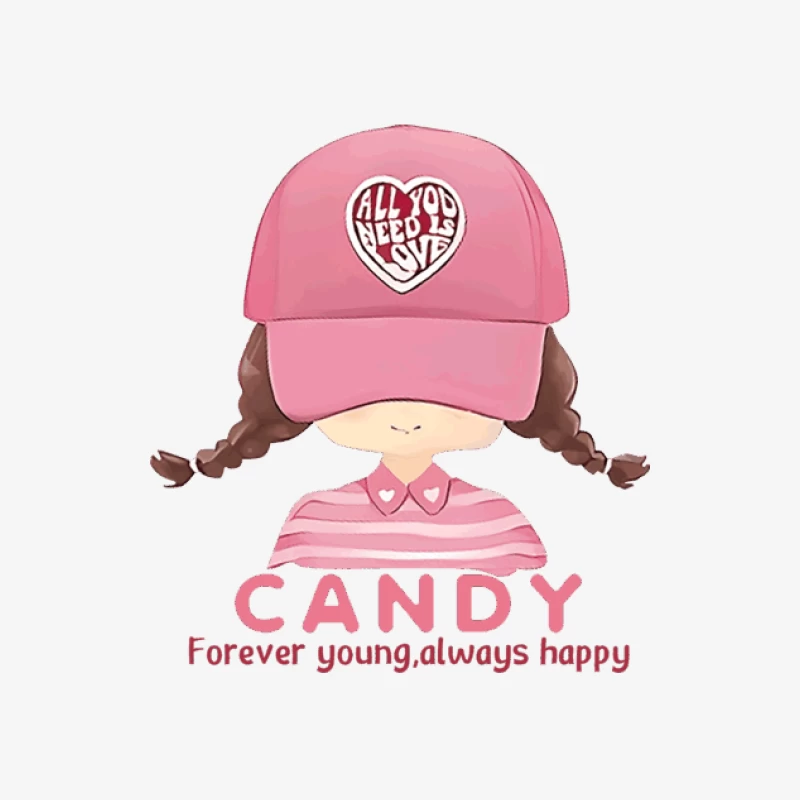 Candy Mädchen mit Kappe Herren Langarm T-Shirt