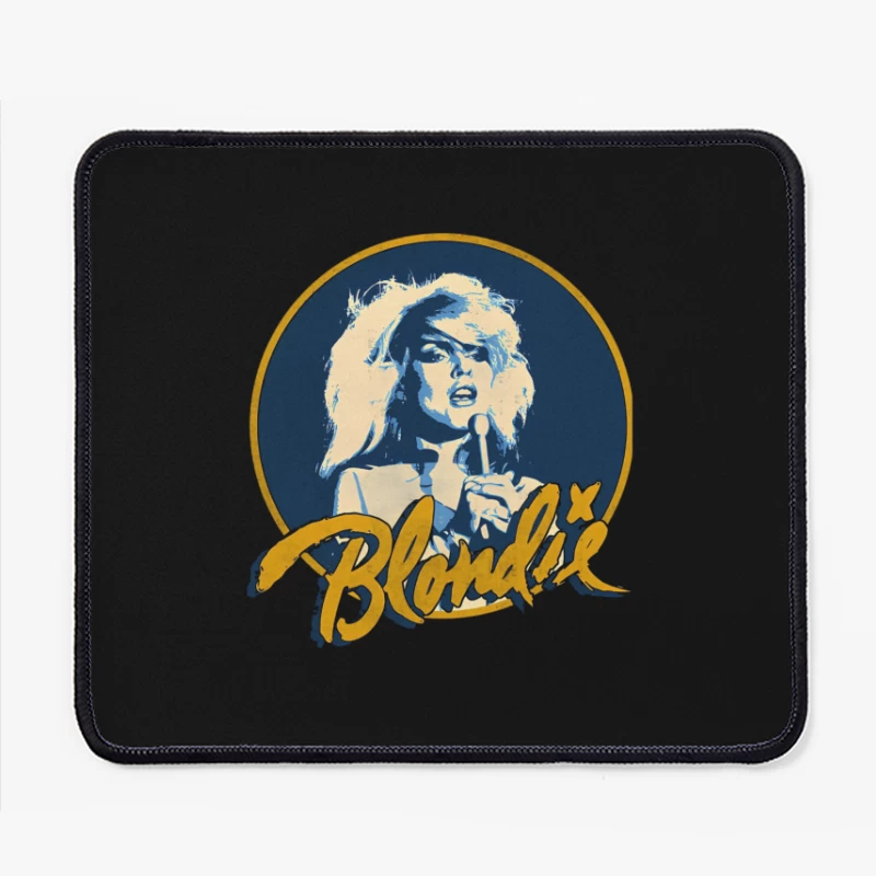 Vintage Blondie Band Logo with Blue and Gold Design Mouse Pad