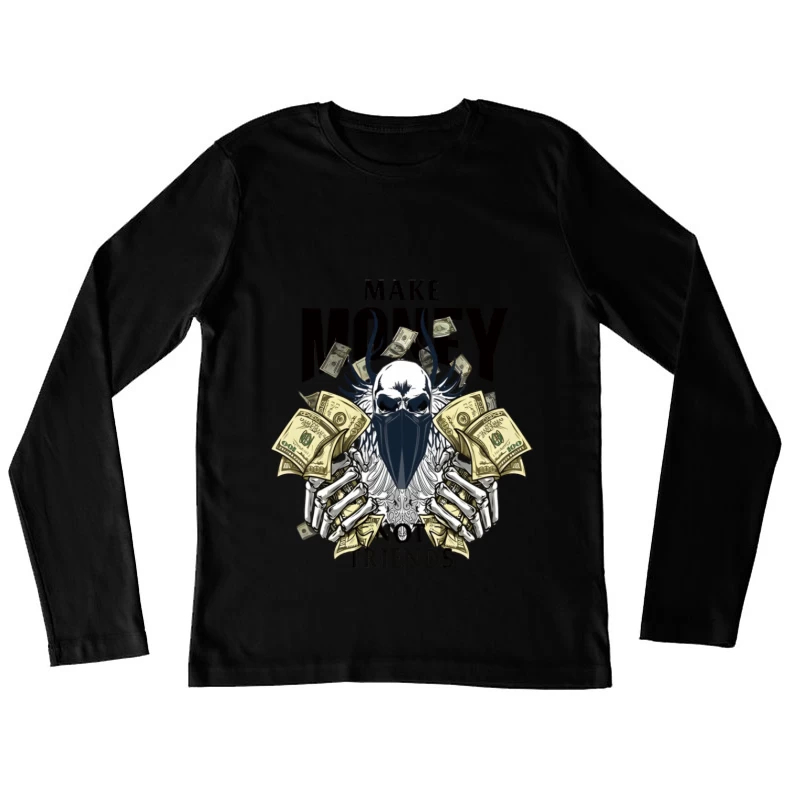 Skelett, Geld, Flügel, Schädel, Maske Damen Langarm T-Shirt