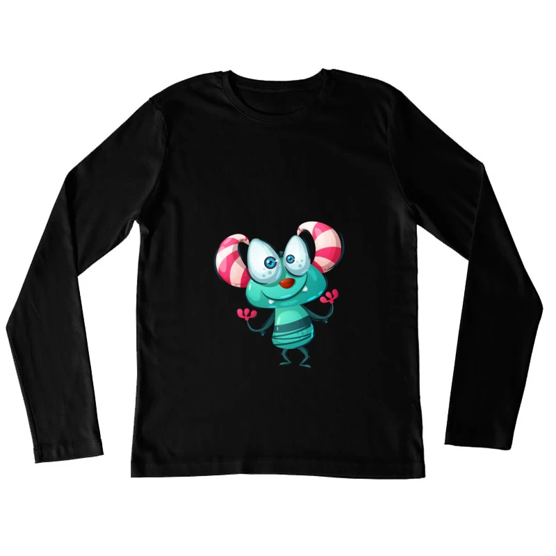 Créature colorée extraterrestre avec cornes rayées Femme Manches Longues T-Shirt