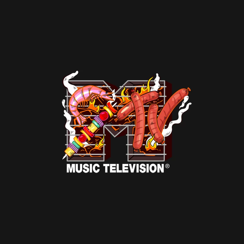BBQ-Themen-MTV-Logo Damen Langarm T-Shirt