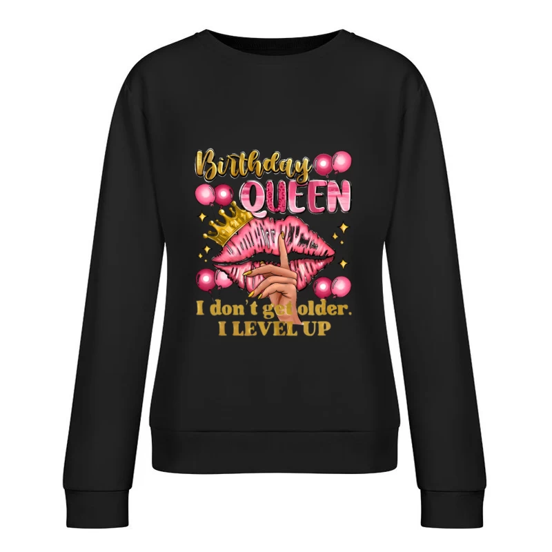 Reine d'anniversaire avec couronne et lèvres Femme Sweat-shirt à enfiler