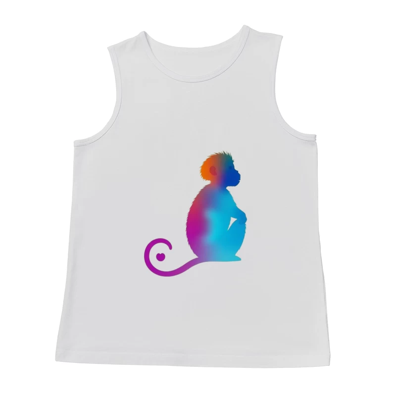 Colorful Gradient Monkey Silhouette with Curled Tail Male Tank Top