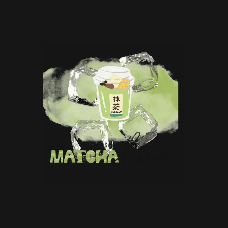 Cute Matcha Latte Cartoon in Glass Cup Female Long Sleeve T-Shirt