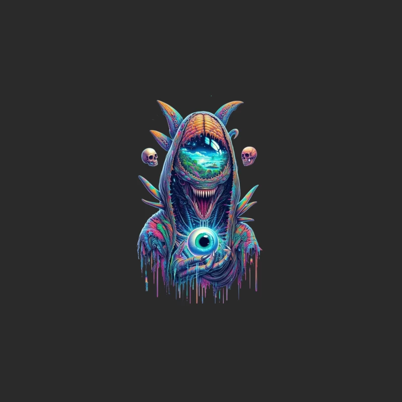 Surreal Cosmic Monster in Vibrant Colors Baseball Cap