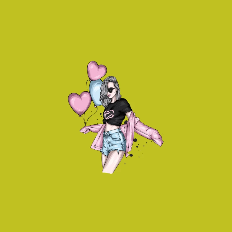 Stylish Girl with Balloons in Summer Fashion iPhone Case